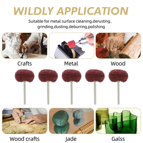 Vista 2 de 40 piezas de accesorios de herramientas rotativas de 3/32 pulgadas (mandril de 0.093 in), kit de pulido de joyas, rueda de pulido de cachemira