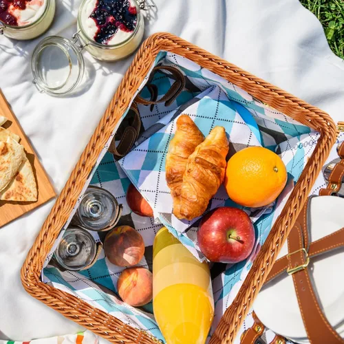 Vista 5 de 3 piezas de cesta de mimbre para pan de 16 pulgadas, cesta de servicio tejida, cesta de servicio de alimentos de mesa para restaurante, panadería