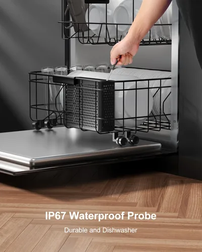 Vista 7 de Termómetro de carne Bluetooth inalámbrico para ahumador de 500 pies, termómetro digital para carne, inalámbrico, para asar a la parrilla, horno