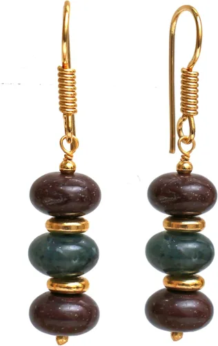 Vista 27 de Gempires - Aretes ligeros con cuentas hechas a mano, hipoalergénicos, chapados en oro, aretes colgantes para mujer