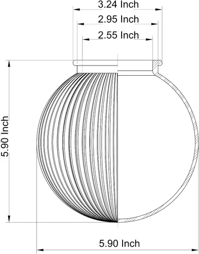 Vista 7 de LIGHTACCENTS Cubierta de luz de techo acanalada transparente – Globo de montaje empotrado de 5.9 pulgadas para ventilador o accesorio de repuesto