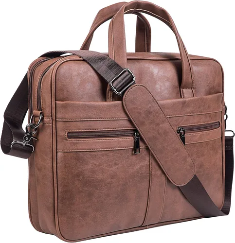 Vista 7 de seyfocnia Men's Leather Messenger Bag, Laptop Briefcase Business Satchel Computer