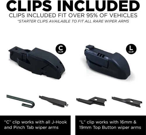 Vista 6 de Clix Wipers - Limpiaparabrisas de repuesto de silicona (14 pulgadas14 pulgadas) y repelente de lluvia integrado (paquete de 1) elemento de limpieza