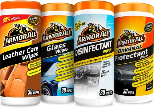 Armor All - Kit de toallitas de limpieza para interiores de automóvil, desinfecta, protege y limpia el interior del automóvil, incluye toallitas