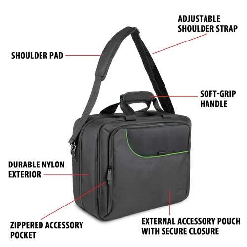 Vista 6 de USA GEAR Console Carrying Case - Xbox Travel Bag Compatible with Xbox One and Xbox 360 with Water Resistant Exterior and Accessory Storage for Xbox