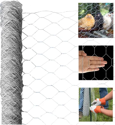 Vista 4 de Valla de alambre de pollo, valla de malla de alambre galvanizado hexagonal de 2 pulgadas x 150 pies, valla de malla de aves de corral, barrera