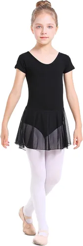 Vista 3 de danswan Leotardos de manga larga con falda de ballet, vestidos de baile, traje de tutú para niñas pequeñas
