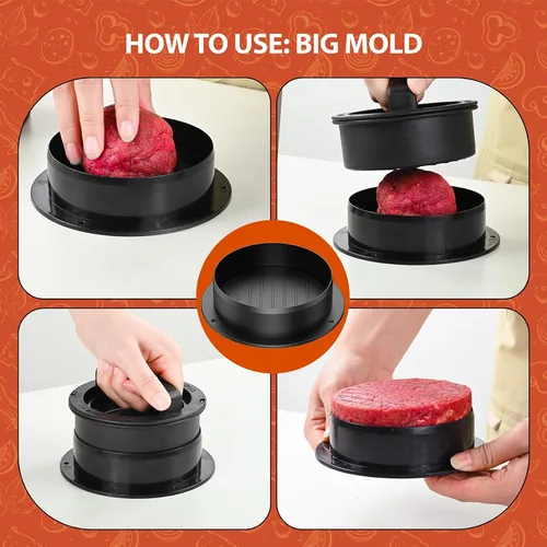 Vista 7 de Pisol Hamburguesa Burger Press Patty Maker Slider con 100 piezas de papel