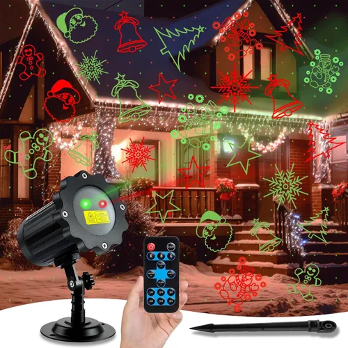 Proyector de luces de Navidad más brillantes para exteriores, proyector de Navidad láser impermeable con control remoto, decoraciones de foco de