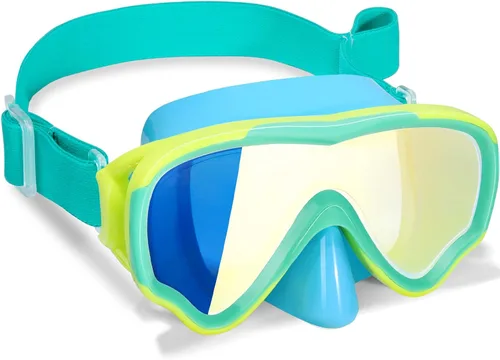 Gafas de natación para niños con correa de tela para niños de 3 a 15 años, gafas de natación a prueba de fugas con cubierta nasal, vista clara de