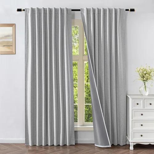 Vista 42 de Cortinas opacas para sala de estar, 100% cortinas opacas de 72 pulgadas de largo, juego de 2 paneles, cortinas con aislamiento térmico, pestaña