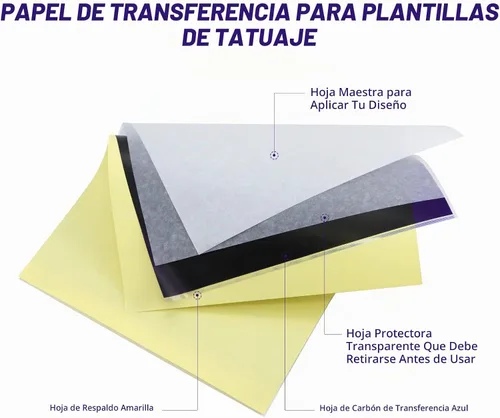 Vista 2 de TATELF - Papel de transferencia para tatuajes, 100 hojas, A4, kit de plantillas térmicas
