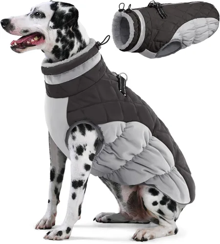 Vista 11 de AOFITEE Abrigo para perro, chaquetas cálidas para perros pequeños, abrigo de invierno para perros con arnés integrado, chaqueta de invierno