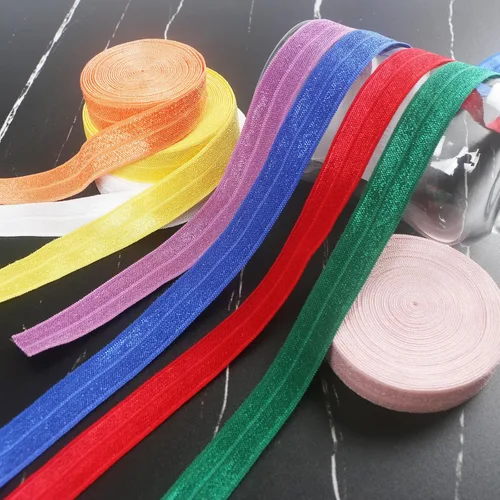 Vista 4 de Cinta decorativa plegable para niñas, cintas elásticas para manualidades, 60 yardas, color sólido, plegable, brillante