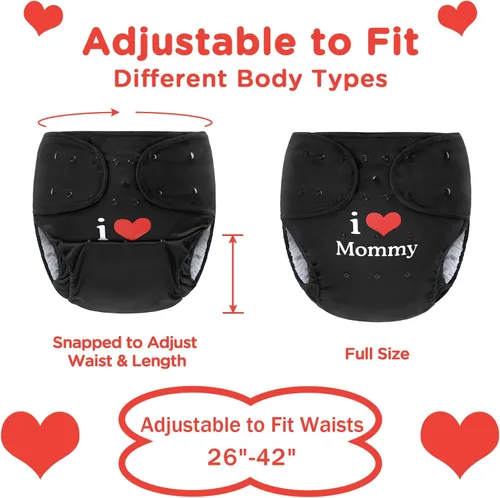 Vista 2 de Littleforbig Funda para pañales para adultos, lavable, ajustable, reutilizable, impermeable, talla única, color negro