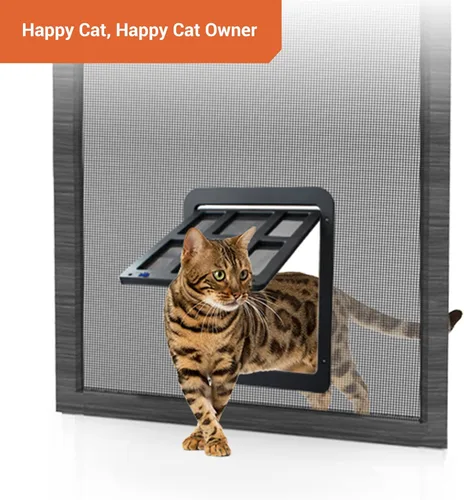 Vista 6 de PETLESO Puerta pequeña para mascotas para mosquitera y puertas correderas, solapa magnética de cierre automático de 8.3 x 10.3 pulgadas con inserto