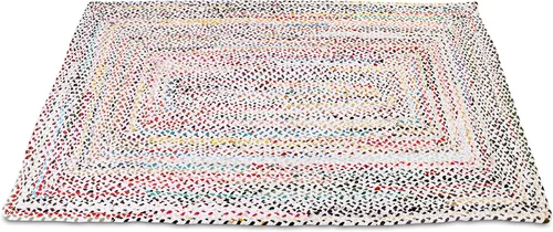 Vista 35 de Alfombra de trapo de algodón de 24 x 36 pulgadas, alfombra Chindi multicolor, tejida a mano, lavable y reversible para sala de estar, cocina Agua
