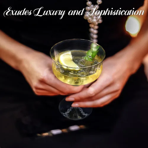 Vista 5 de Coupe - Juego de 4 vasos de Martini Art Deco vintage de 10 onzas, copas de cóctel de cupé sopladas a mano, cristal sin plomo, borde dorado, copas