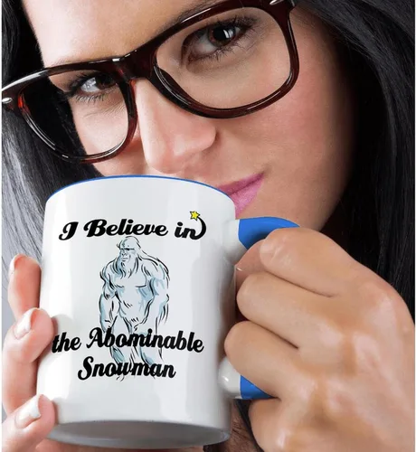 Vista 2 de 3dRose I Believe in Abominable Snowman - Taza de dos tonos, 11 onzas, azul/blanco