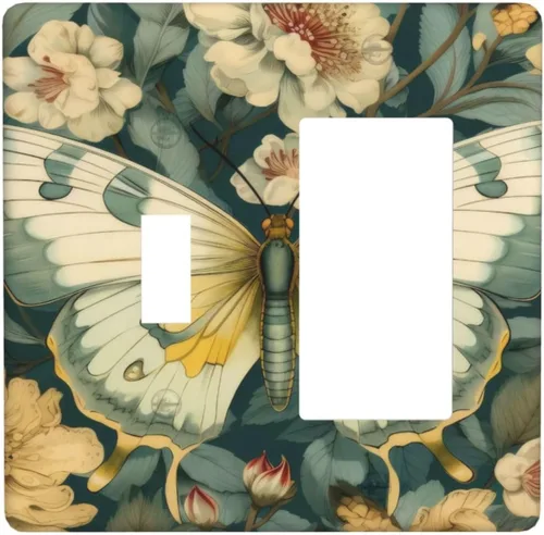 Vista 101 de Cubiertas decorativas para interruptor de luz de arte BOHO, figura abstracta de 1 gang, salida basculante, placa frontal decorativa del interruptor