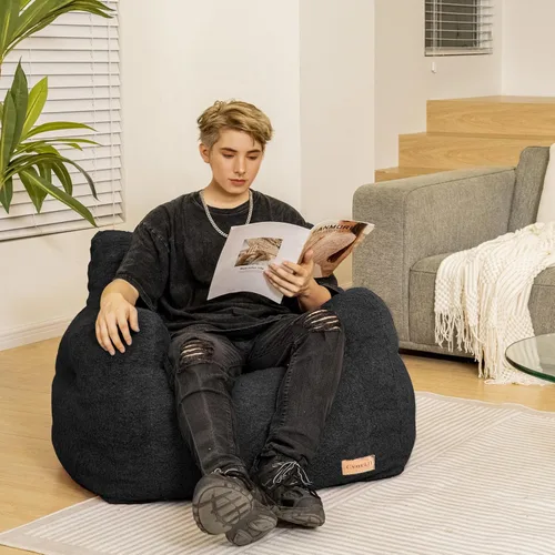 Vista 3 de Puf con relleno, sofá puff con relleno suave acolchado, sofá esponjoso y perezoso, cómodas y acogedoras sillas de puf con espuma viscoelástica