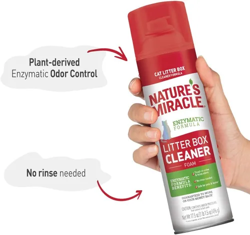 Vista 4 de Nature's Miracle Espuma limpiadora de cajas de arena, fórmula enzimática, 17.5 onzas, paquete de 4