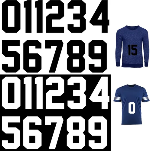 Vista 14 de Zonon 22 piezas de camisetas con números para planchar con transferencia de calor del 0 al 9 números de jersey para uniforme de equipo deportivo