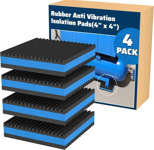 Paquete de 4 almohadillas de goma antivibración de 6 x 6 x 7/8 pulgadas, almohadillas de aislamiento de vibración EVA resistentes para compresos,