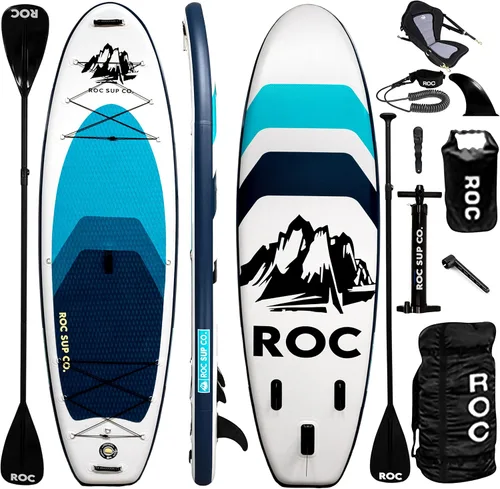 Vista 10 de Roc Tabla de remo inflable de 10 pies y 6 pulgadas con accesorios de tabla de remo de SUP de alta calidad, diseño amplio y estable, cubierta