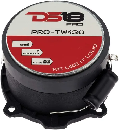 Vista 6 de DS18 PRO-TW120 Super Tweeter en plata – 1 pulgada, marco de aluminio y diafragma, 300 W máximo, 200 W RMS, 4 ohmios, crossover integrado – Los