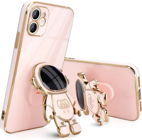 Vista 7 de Pepmune Funda compatible con iPhone 12 Bonita Diseño de Soporte de Astronauta en 3D Protección de Cámara A Prueba de Golpes Cubierta Trasera Suave