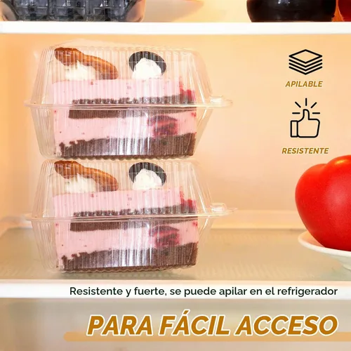 Vista 7 de 300 recipientes de plástico transparentes para tartas con tapas de 4 pulgadas con tapa con bisagras para pastel de queso, para embalaje para llevar
