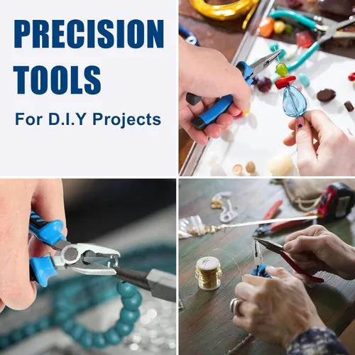 Vista 6 de COMOWARE Juego de alicates de 6 piezas, herramientas de precisión multifunción con aguja, puntas de corte y dobladas para electrónica, bricolaje