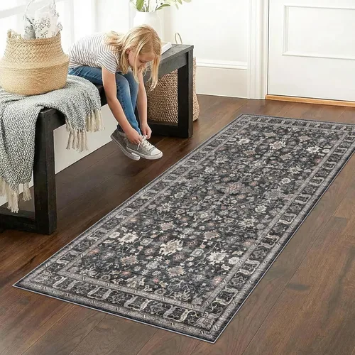 Vista 78 de Alfombra de pasillo lavable de 2 x 3: alfombras antideslizantes con parte trasera de goma, alfombra de cocina suave, alfombra pasillo estilo granja