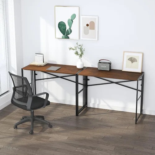 Vista 119 de Escritorio plegable de 47 pulgadas, no requiere montaje, mesa de oficina en casa, escritorio de campamento para computadora de juegos, color beige
