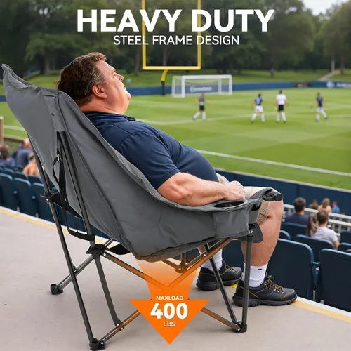 Vista 7 de Huskfirm Sillas de Camping de Gran Tamaño para Adultos Plegables Silla de Camping Acolchada de Servicio Pesado XL Silla de Camping - Soporte de 400