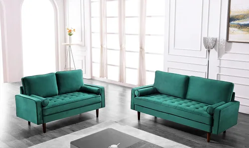Vista 3 de Container Furniture - Sofá de piel sintética para la sala de estar moderna con cojines extraíbles y patas de madera maciza, sofá estilo lujoso