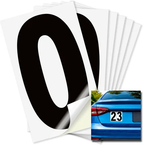 Vista 22 de iSYFIX Calcomanías de vinilo negro número 0 (Zero) – Paquete de 6 calcomanías de 1.5 pulgadas – Calcomanías de alta calidad, fondo reflectante