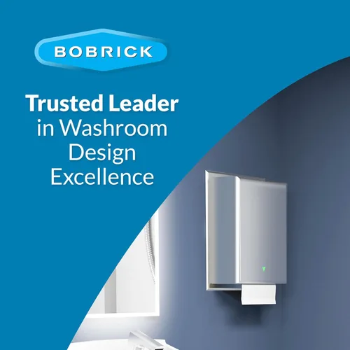 Vista 9 de Bobrick Dispensador automático de toallas de papel, semiempotrado, acero inoxidable con acabado satinado, sensor ajustable, luz de guía LED