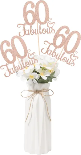 Vista 7 de Gexolenu 50 y fabulosos, paquete de 10 centros de mesa de cumpleaños de 50 cumpleaños de doble cara con purpurina dorada para mesas, decoración