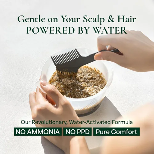 Vista 5 de Tinte en polvo Water Blend para el cabello, marrón oscuro, cobertura de canas, sin PPD, sin amoníaco, fácil activación con agua, para cabello corto