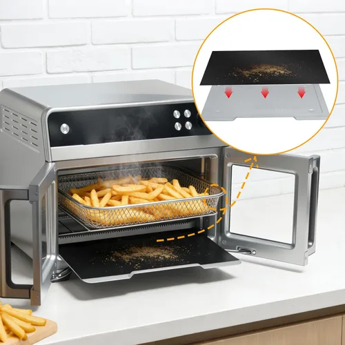 Vista 6 de Revestimiento de horno compatible con freidora de aire de puerta francesa Ninja, 4 forros de horno para la parte inferior del horno para puerta