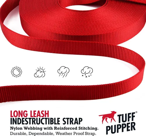 Vista 7 de Tuff Pupper Correa larga resistente para perros 20 pies Mango de hebilla Correa de entrenamiento para retiro de perros Correa de nailon