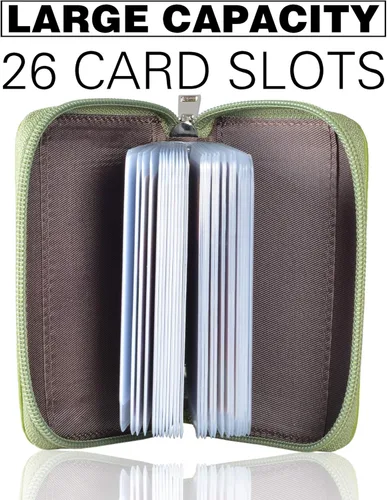 Vista 2 de Easyoulife billetera para tarjetas de crédito de cuero auténtico con espacio para 26 tarjetas
