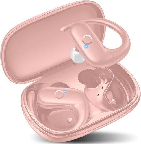 Vista 13 de kurdene Auriculares Inalámbricos Bluetooth Deportivos, Auriculares Sobre la Oreja con Sonido de Graves Profundos, 60 Horas de Reproducción