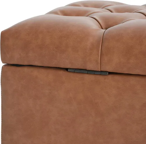 Vista 6 de Upholstered Storage Ottoman Bench for End of Bed, 51" Velvet Button Tufted Bench with Safety Hinge, Large Footrest Stool for Living Room, Entryway