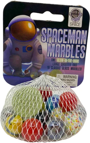 Vista 10 de House of Marbles Adventurer's Net Bag of Marbles - Juego de 21 piezas de mármol de vidrio estilo camuflaje con remolinos verdes y morados oscuros