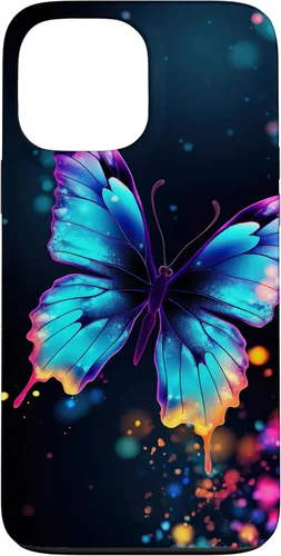 Vista 24 de Fancy Butterfly Blue Purple Flowers Girly Black Design Art Case for iPhone 17