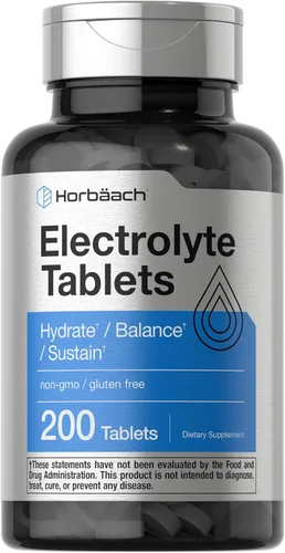 Horbäach Tabletas de Electrolitos | 200 unidades | Vegetarianas | Apto para Keto | Suplemento de hidratación sin OMG y sin gluten