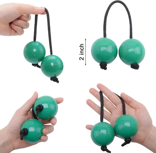 Vista 2 de 2 pares de cocteleras Aslatua, instrumentos de percusión musical de Kashaka, bolas rítmicas africanas, color verde